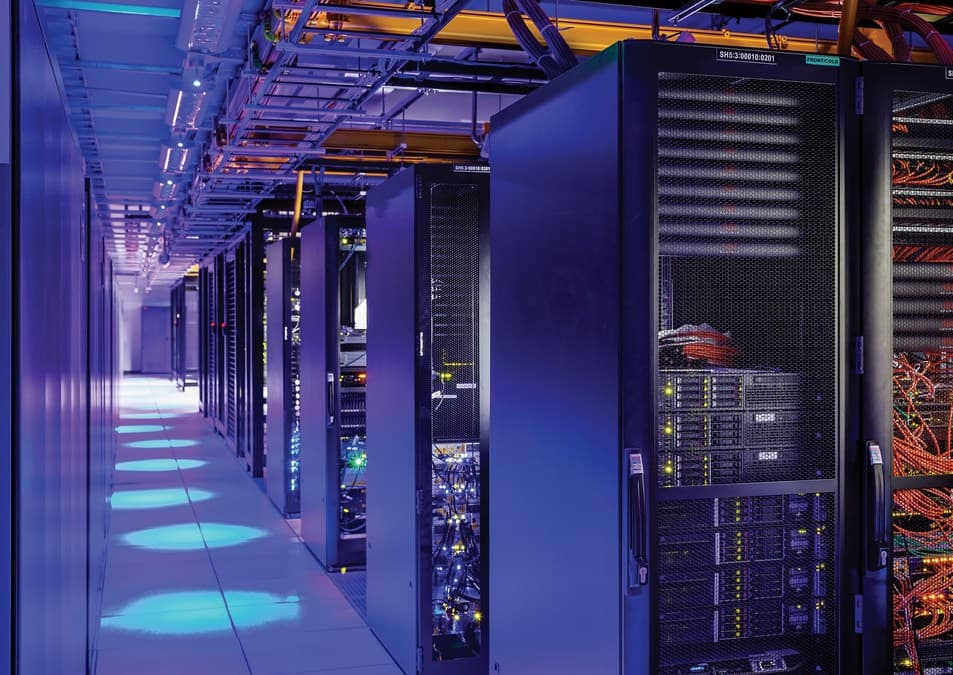 Server racks in an Amsterdam datacenter